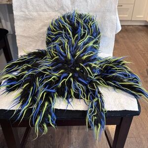 Faux Fur Plushy Monsters Spider  Weighted - Black Blue Green
